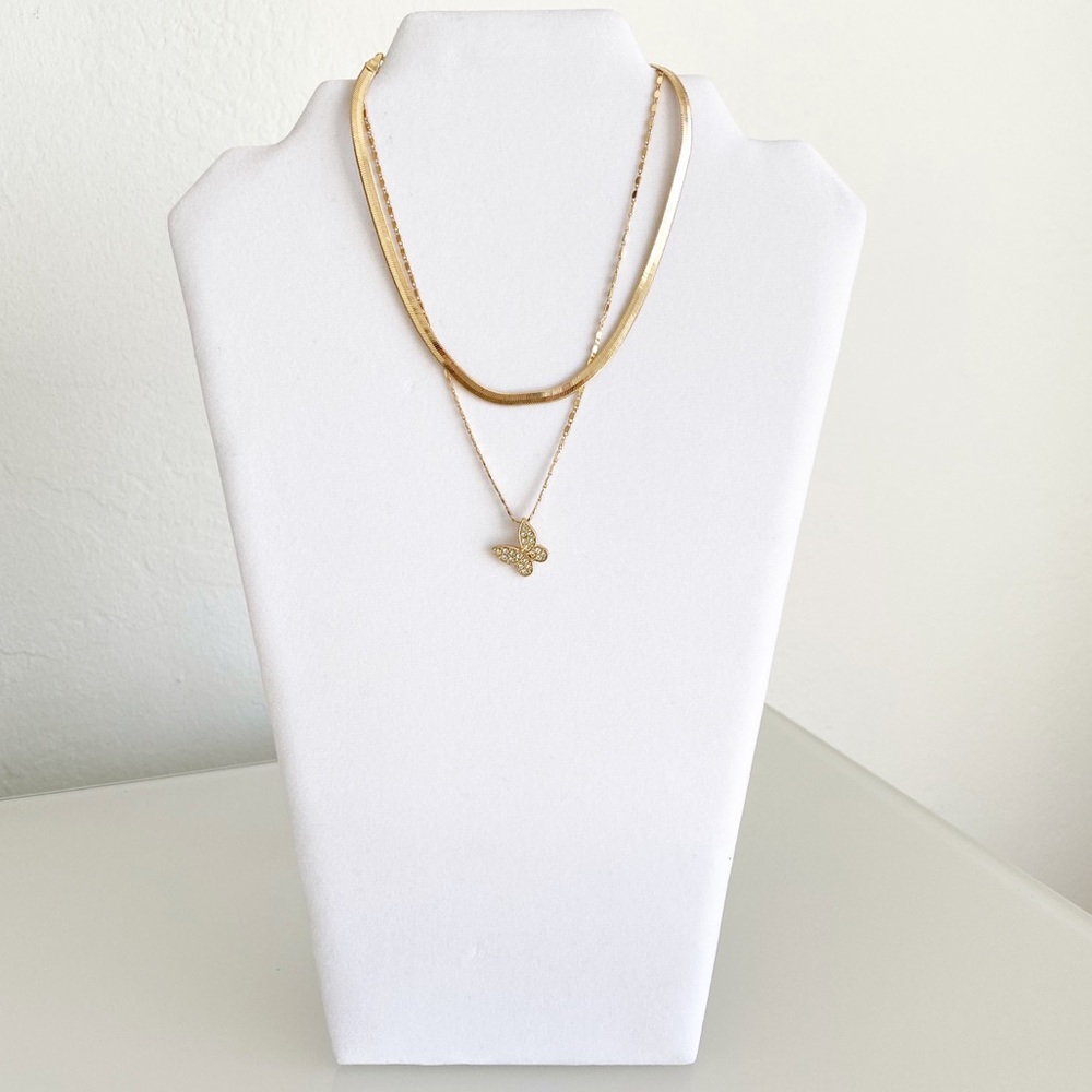 Butterfly Pendant Gold Choker Necklace Chain Gift